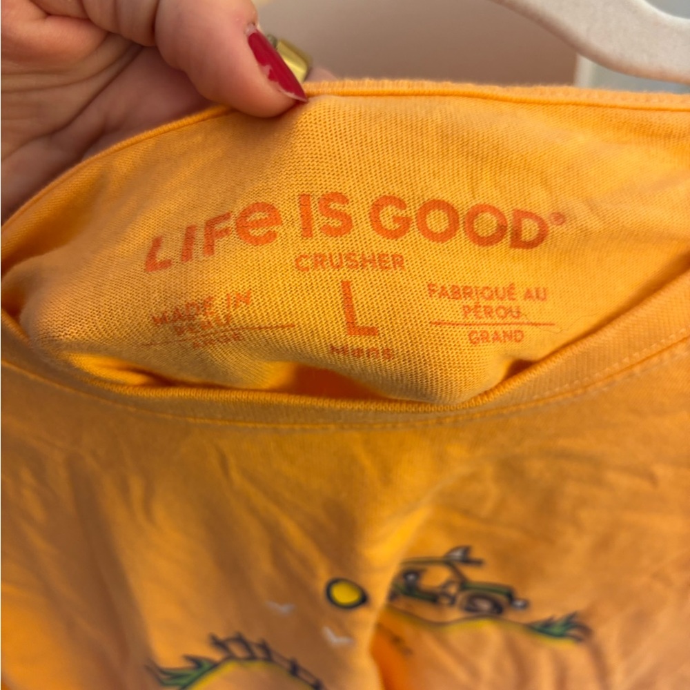 Life Is Good Orange Short Sleeve Tee with Jeep Graphic - Picture 4 of 6